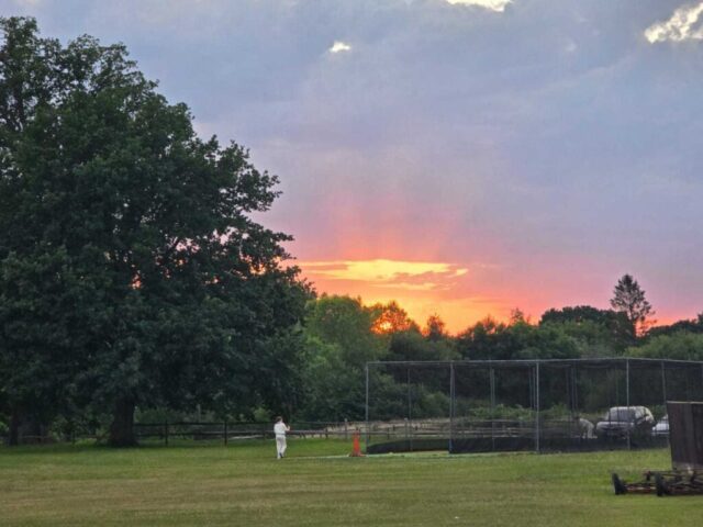 Sunset over the nets.